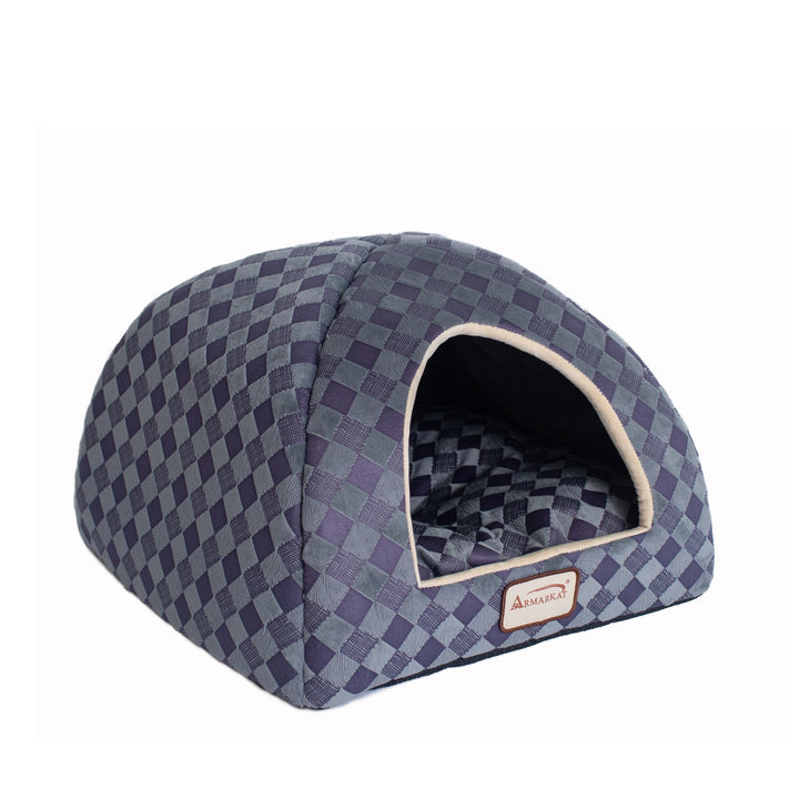 Armarkat Cat Bed Model C65 Purple Gray Combo Checkered Pattern Image 3