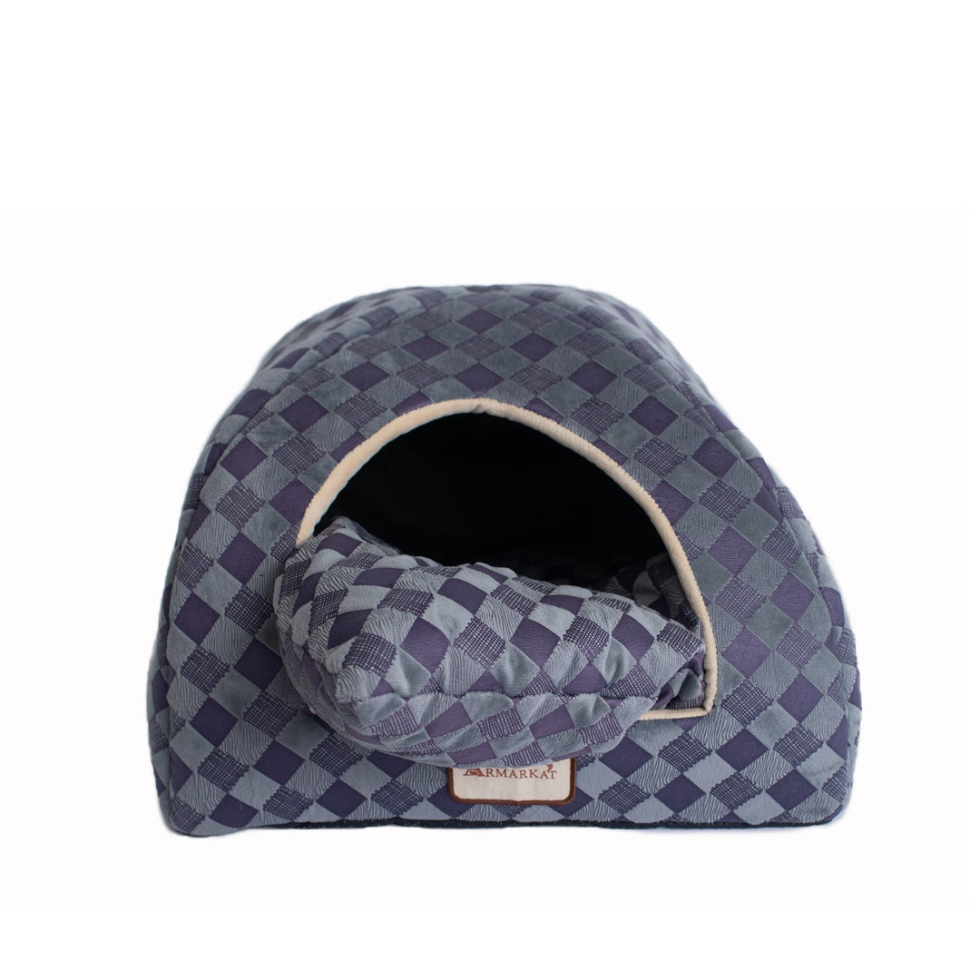 Armarkat Cat Bed Model C65 Purple Gray Combo Checkered Pattern Image 4