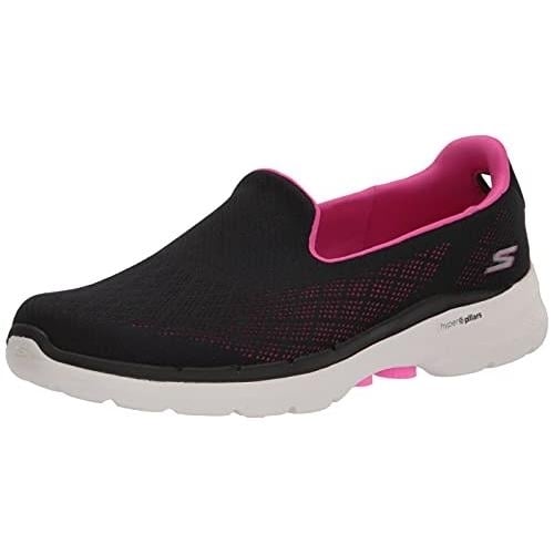 Skechers Womens Go Walk 6 - Cosmic Force Slip-On Sneaker Black/Hot Pink - 124522-BKHP BLACK/HOT PINK Image 1