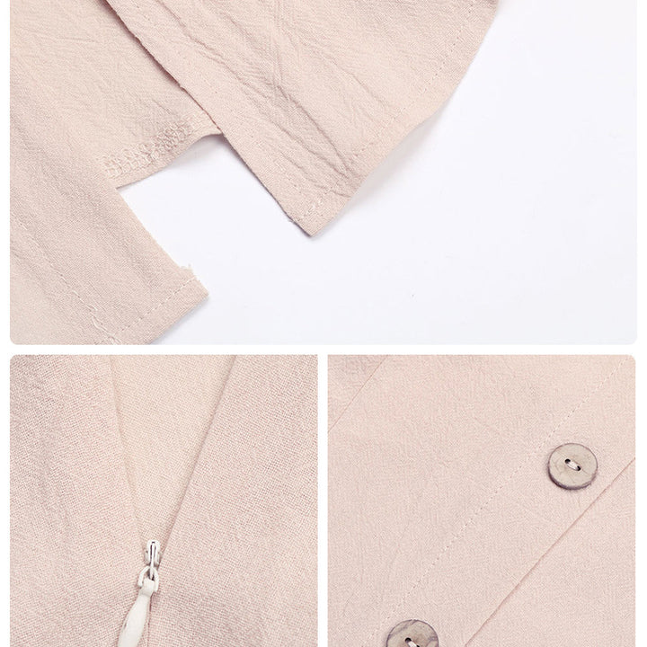 Solid Color Suspender Skirt Slim Irregular Cotton And Linen Dress Image 8