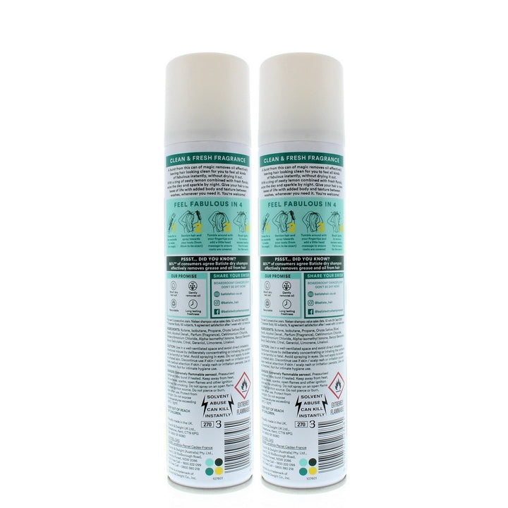 Batiste Instant Hair Refresh Dry Shampoo Original Classic Fresh 200ml/120g (2-Pack) Image 2