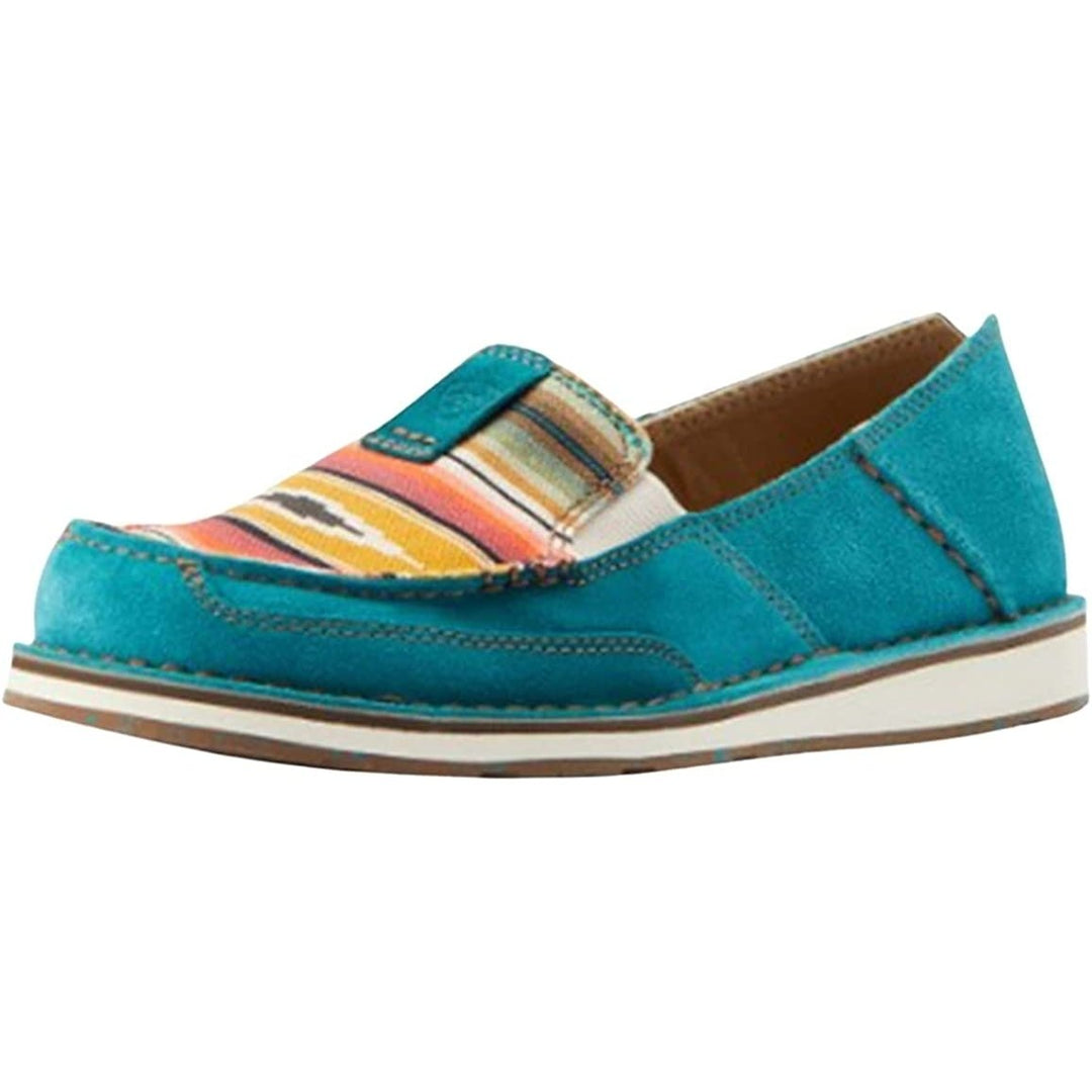 ARIAT Womens Cruiser Boat Shoe Teal Suede Turq Serape Size 7.5 WMS CRUISER Image 1