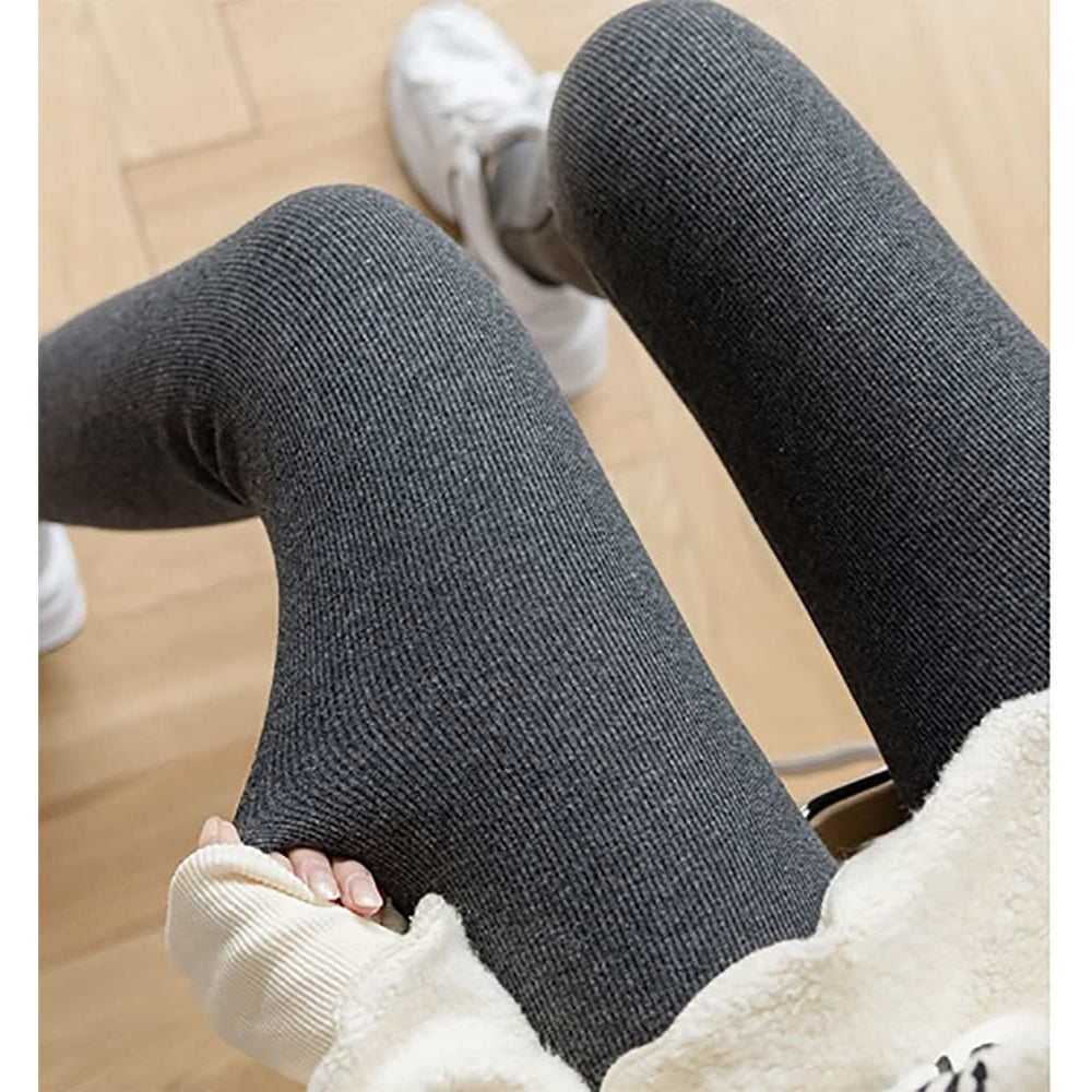 Casual Warm Winter Solid Pants Soft Clouds Fleece Leggings for Women Winter Thermal Slim Lined Tights (M Black) Image 3