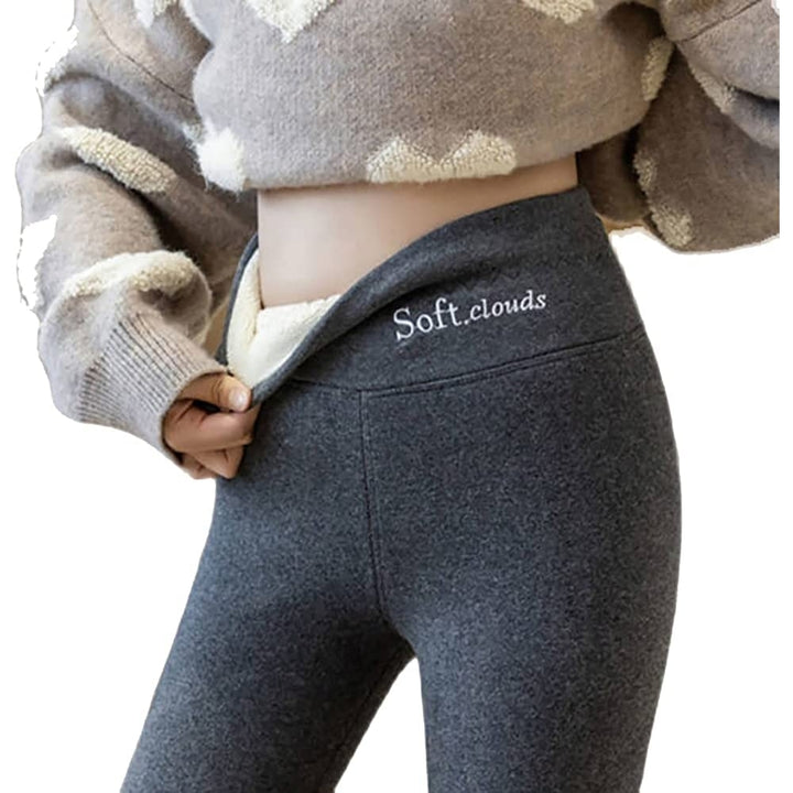 Casual Warm Winter Solid Pants Soft Clouds Fleece Leggings for Women Winter Thermal Slim Lined Tights (M Black) Image 7