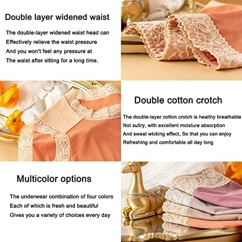 Womens Sexy Soft Cotton Underwear No Muffin Seamless Panties For Women Ladies Girls Stretch Briefs 4 Pack Image 4