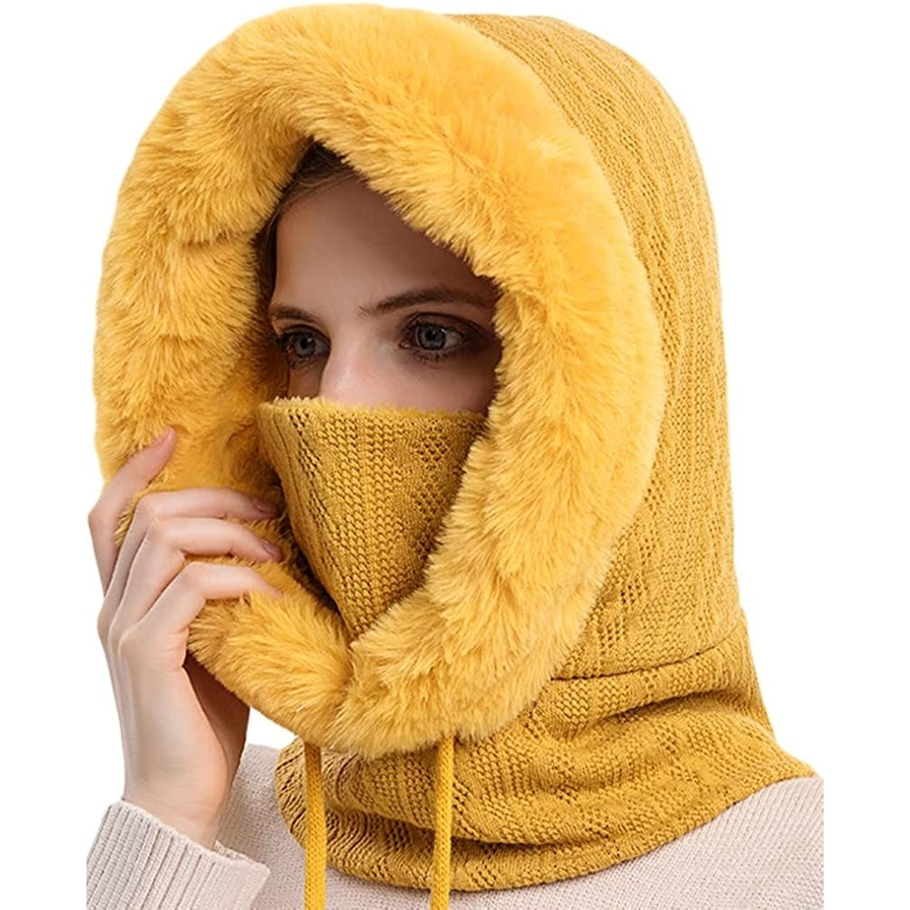 Winter Hats for Women - One Piece Faux faux Hat Scarf Warm Hooded Scarf for Cold Weather Image 12