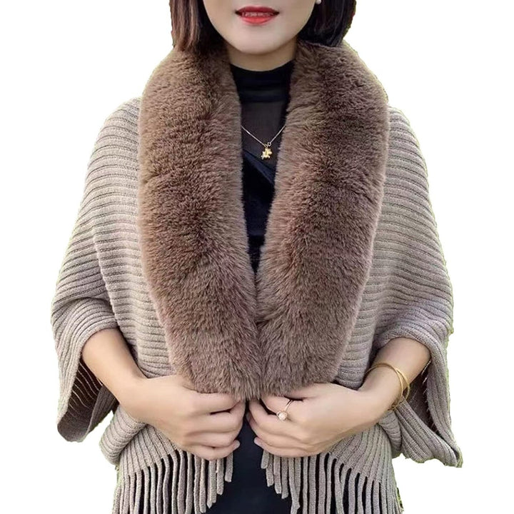 Ladies Knitted Loose Thickened Shawl Shawls and Wraps for Evening Dresses Cardigan faux Collar One Size Image 1