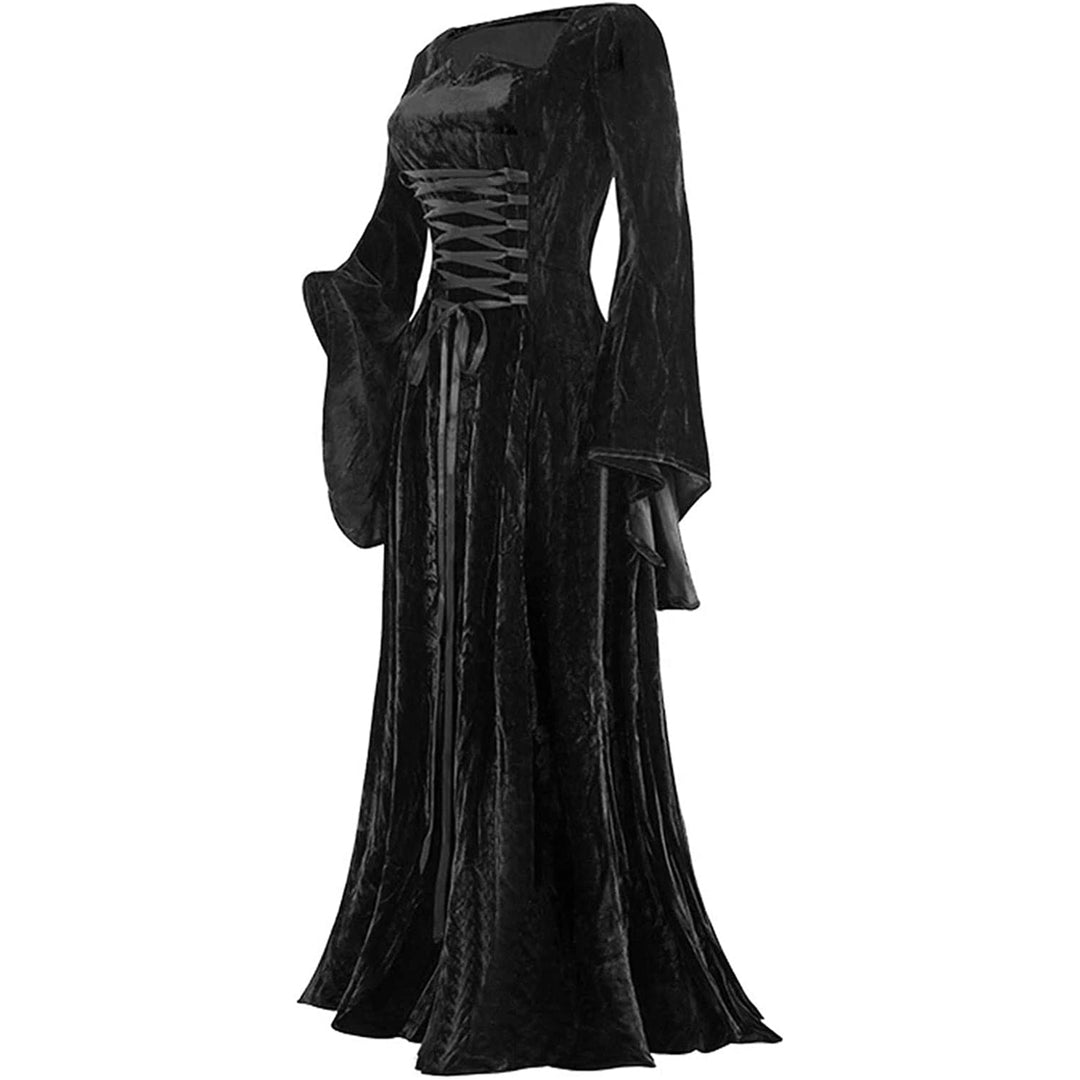 Halloween Costume for Women Velvet Medieval Dress Flare Sleeve Floor Length Renaissance Dress 18th Century Ball Gown Image 1