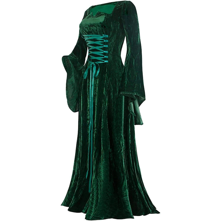 Halloween Costume for Women Velvet Medieval Dress Flare Sleeve Floor Length Renaissance Dress 18th Century Ball Gown Image 6