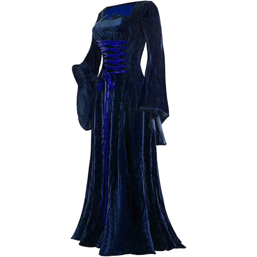 Halloween Costume for Women Velvet Medieval Dress Flare Sleeve Floor Length Renaissance Dress 18th Century Ball Gown Image 7