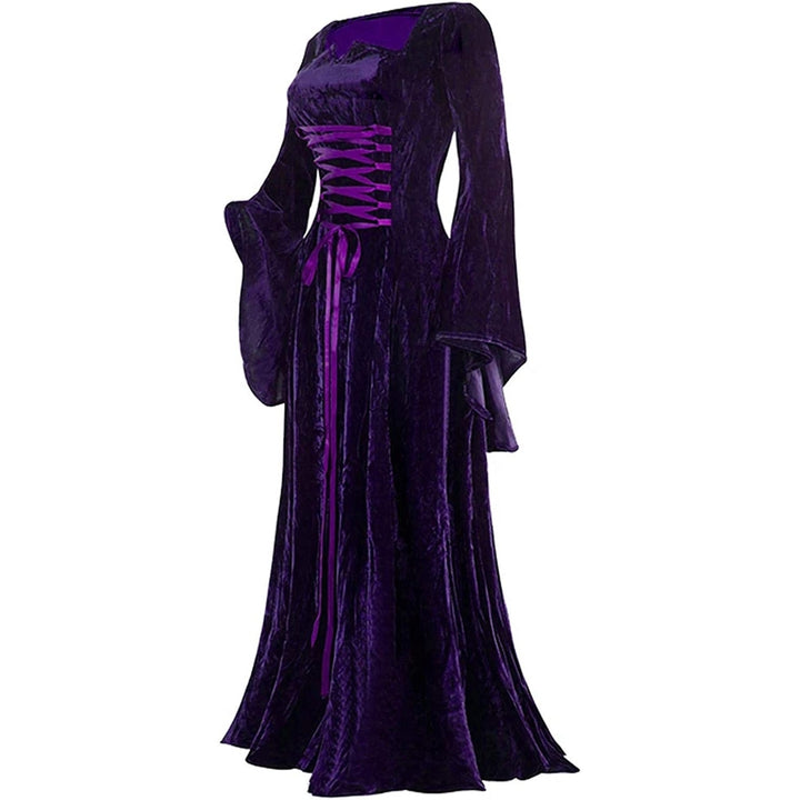 Halloween Costume for Women Velvet Medieval Dress Flare Sleeve Floor Length Renaissance Dress 18th Century Ball Gown Image 8