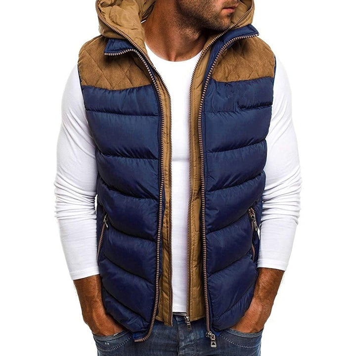 Quilted Vest For Men,Warm Zip Up Puffer Vest Solid Comfy Sleeveless Outerwear Cozy Hooded Waistcoat Image 6