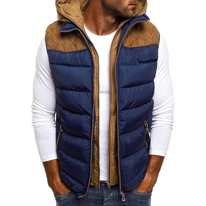 Quilted Vest For Men,Warm Zip Up Puffer Vest Solid Comfy Sleeveless Outerwear Cozy Hooded Waistcoat Image 1