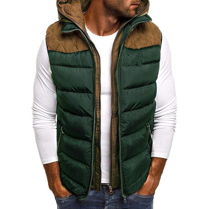 Quilted Vest For Men,Warm Zip Up Puffer Vest Solid Comfy Sleeveless Outerwear Cozy Hooded Waistcoat Image 1