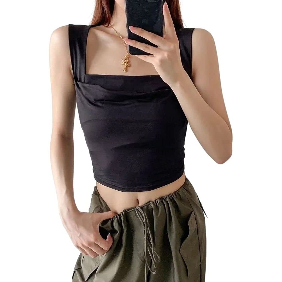 Sexy Spaghetti Strap Lace Crop Camisole Sleeveless V Neck Sexy Cami Top Slim Fit Adorable Streetwear Image 1