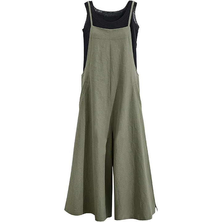 Women Casual Long Bid Pants Wide Leg Jumpsuits Baggy Bids Cotton Linen Rompers Overalls Harem Pants Image 1