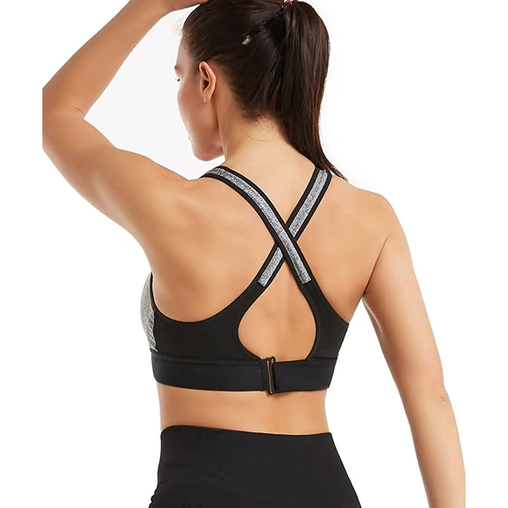 High Impact Sports Bra for WomenZipper Front Running Yoga Bra with Adjustable Straps Image 7