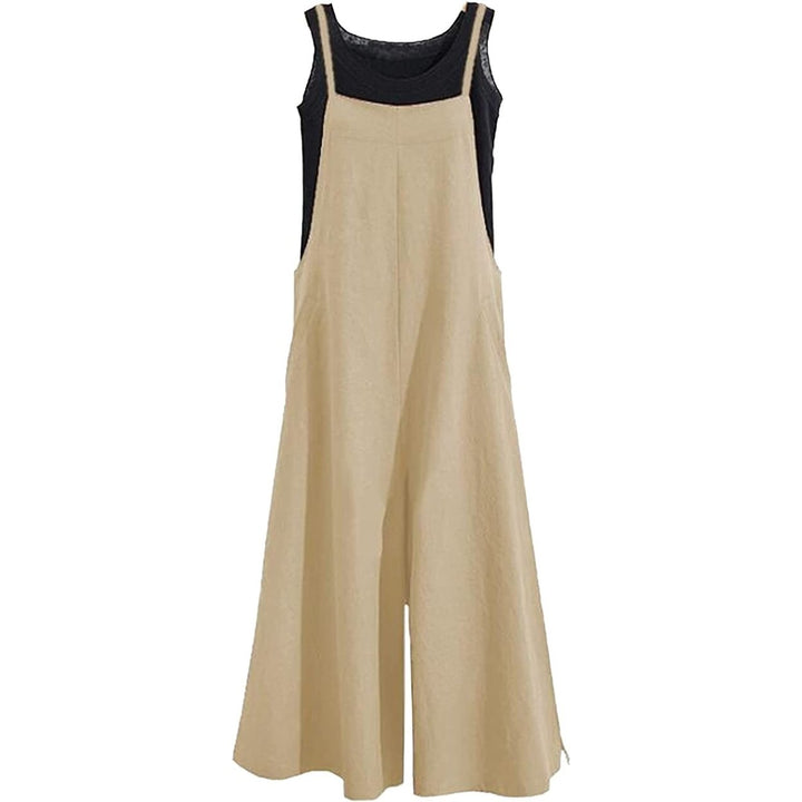 Women Casual Long Bid Pants Wide Leg Jumpsuits Baggy Bids Cotton Linen Rompers Overalls Harem Pants Image 1