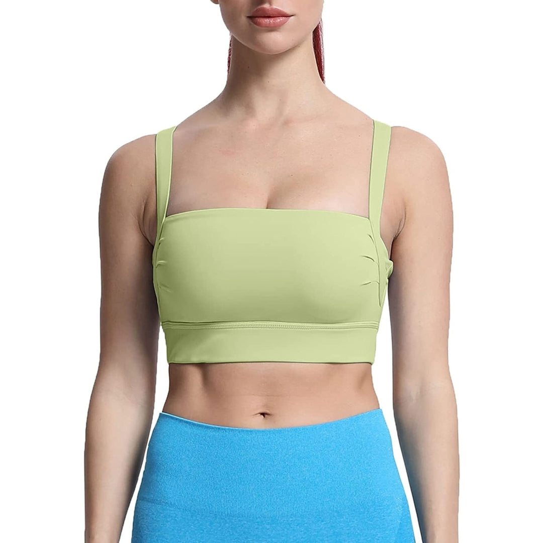 Womens Workout High Impact Sports Bras Fitness Square Neck Balcony Open Back Bra Yoga Running Image 6