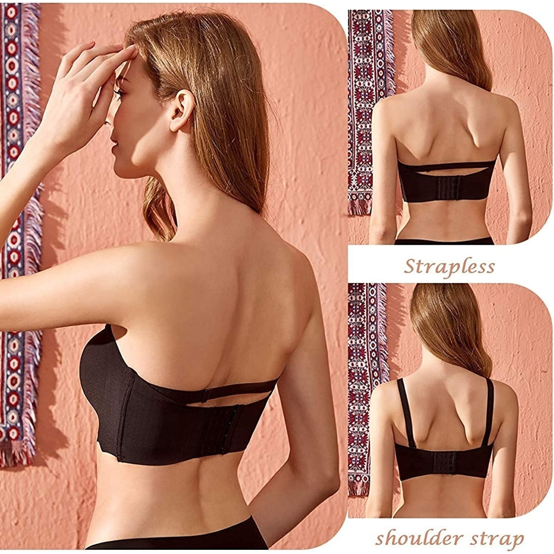 Strapless Bra Underwire for Women No Wire Bandeau Padded Bra Invisible Tops Seamless Breathable Bra Image 4
