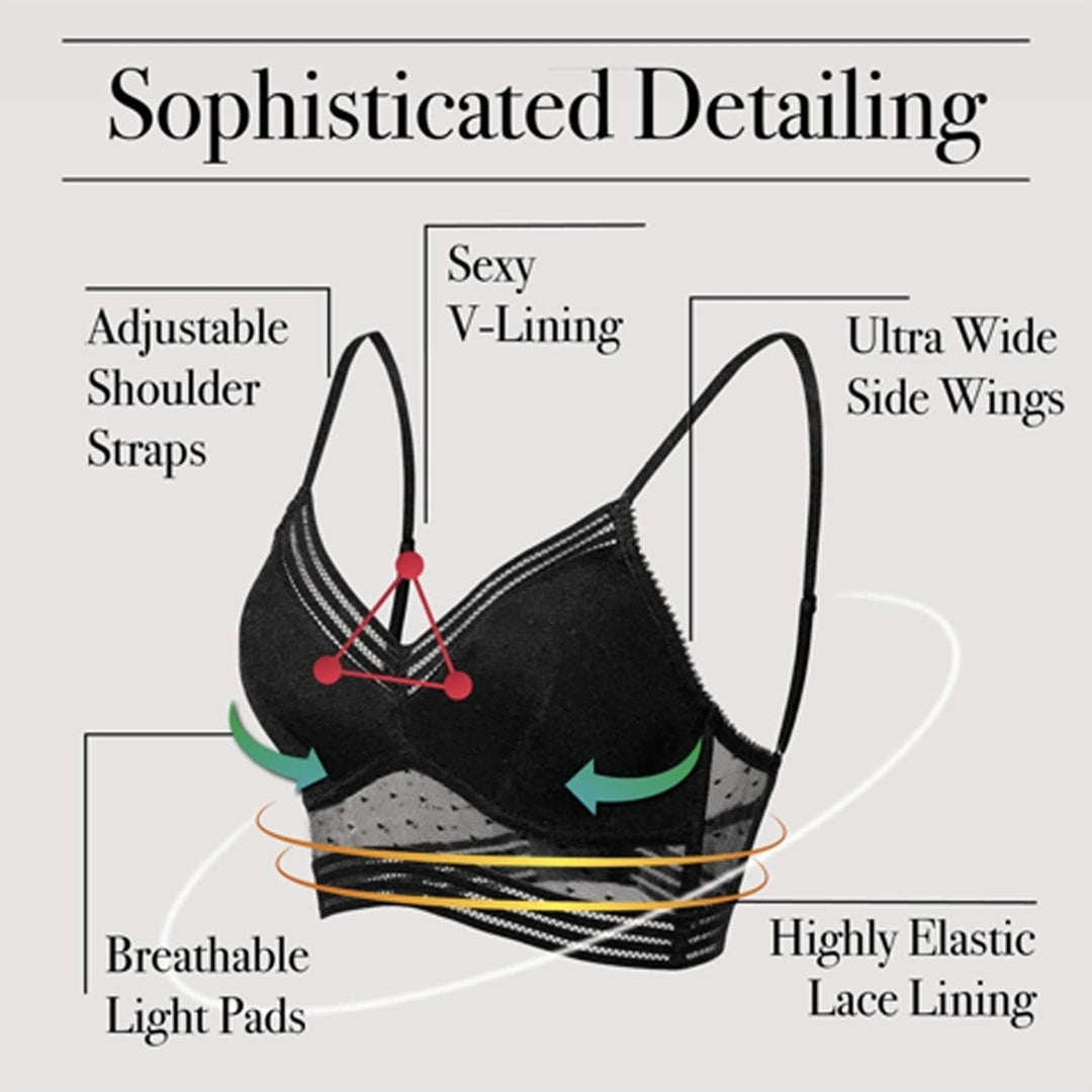 Starry Bra - Low Back Wireless Lifting Lace Bra Sexy Big Open Back Beautiful Back U Shaped Bra Summer Ultra Thin Bud Bra Image 4