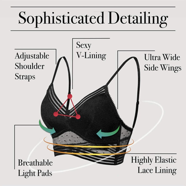 Starry Bra - Low Back Wireless Lifting Lace Bra Sexy Big Open Back Beautiful Back U Shaped Bra Summer Ultra Thin Bud Bra Image 4