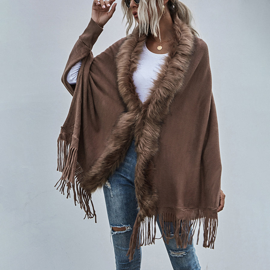 Wool Collar Shawl Cardigan Sweater Coat Image 1