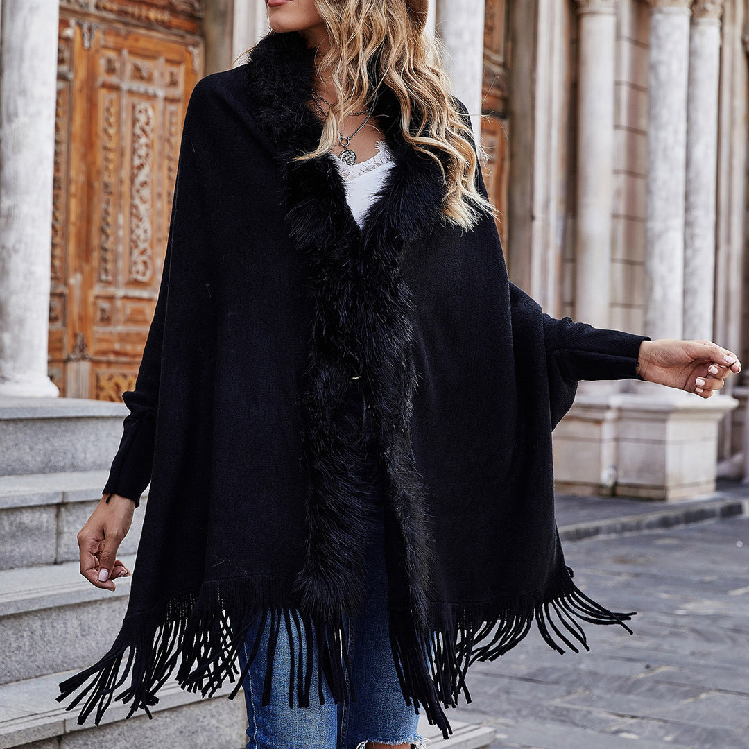 Wool Collar Shawl Cardigan Sweater Coat Image 4