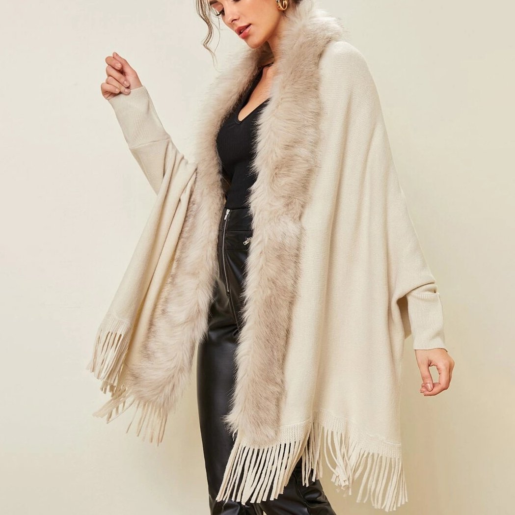 Wool Collar Shawl Cardigan Sweater Coat Image 6