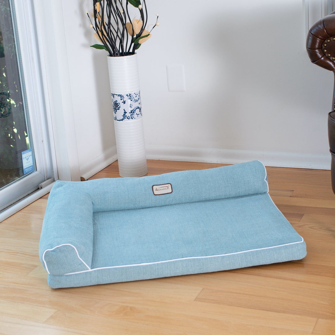 Armarkat D08A Medium Pet Bed Soothing Blue Bolstered Poly Fill Cushion 31x23x7 Image 2