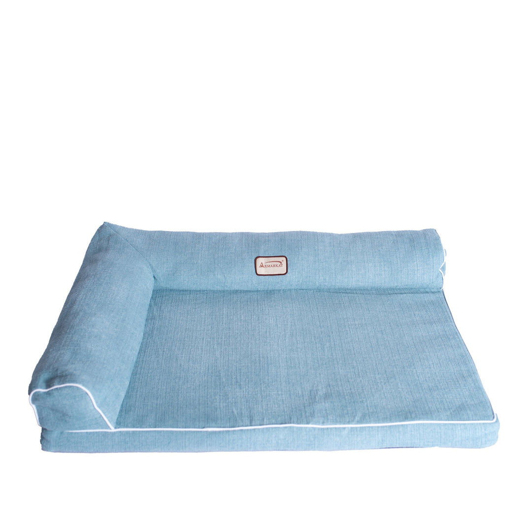 Armarkat D08A Medium Pet Bed Soothing Blue Bolstered Poly Fill Cushion 31x23x7 Image 4