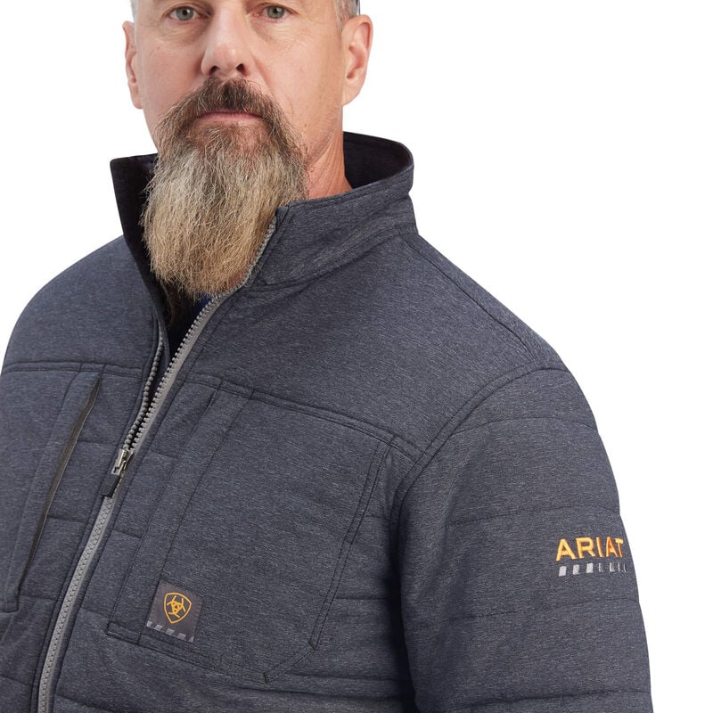 ARIAT Mens Rebar Valiant Stretch Canvas Water Resistant Insulated JacketCharcoal HeatherXX-Large Image 3