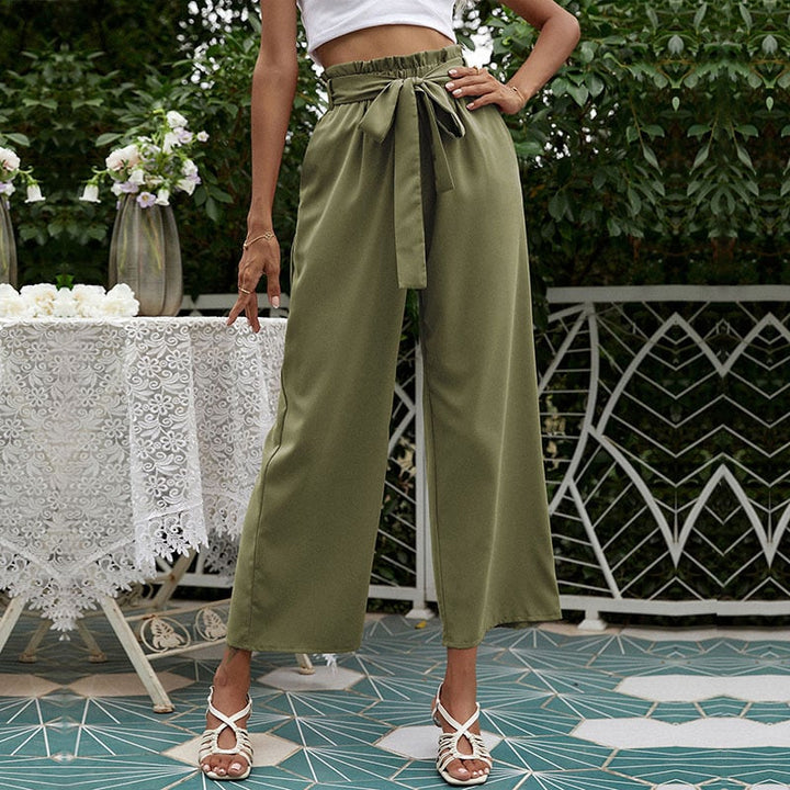 High Waist Solid Color Flare Pants Image 1