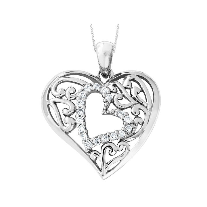 Forever In My Heart Pendant Necklace in Sterling Silver with Synthetic Cubic Zirconia (CZ)s Image 1