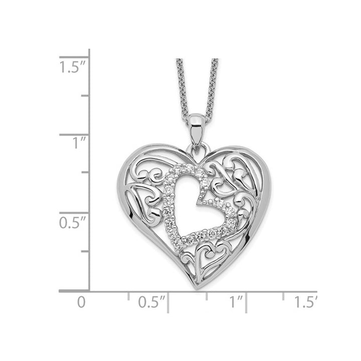 Forever In My Heart Pendant Necklace in Sterling Silver with Synthetic Cubic Zirconia (CZ)s Image 2