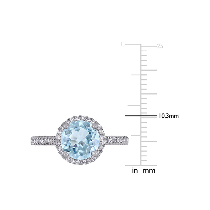 1.50 Carat (ctw) Aquamarine Engagement Ring with Diamonds in 14K White Gold Image 4