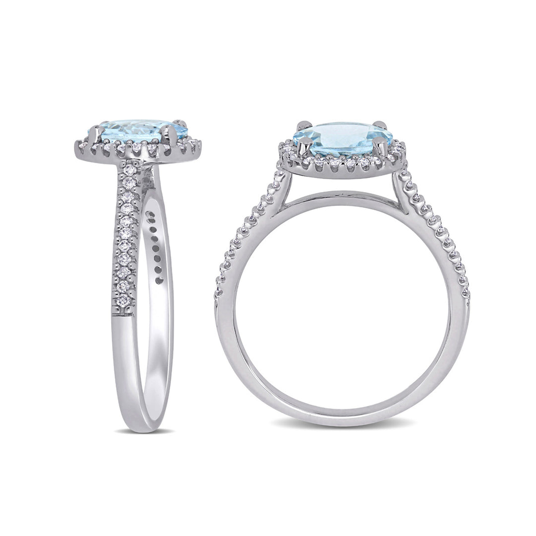 1.50 Carat (ctw) Aquamarine Engagement Ring with Diamonds in 14K White Gold Image 4