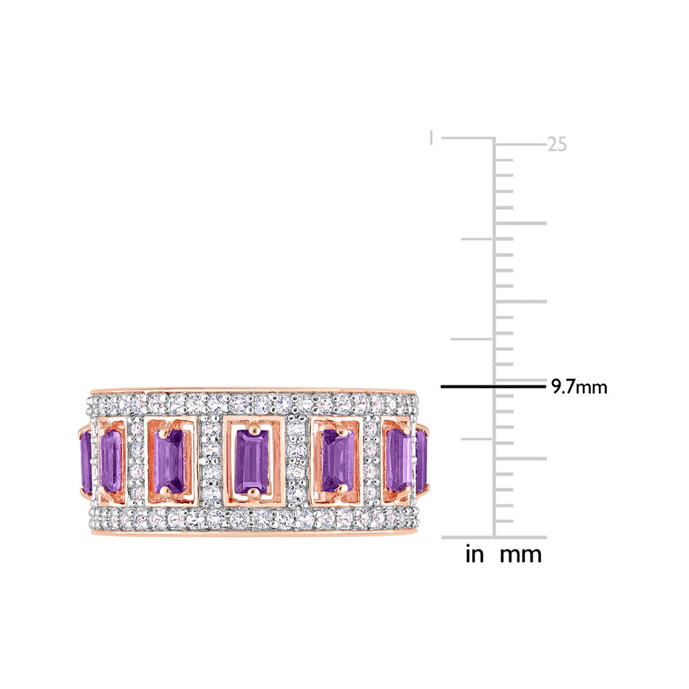 2.80 Carat (ctw) African Amethyst and White Topaz Eternity Ring Band in Rose Plated Sterling Silver Image 2