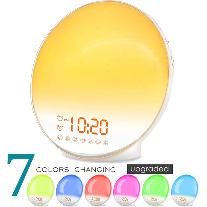 Wake Up Light Sunrise Alarm Clock with Sunrise Simulation Dual Alarms FM Radio Snooze Nightlight Daylight 7 Colors 7 Image 2