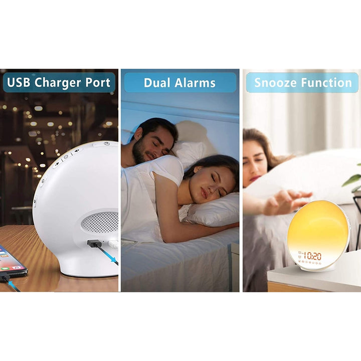 Wake Up Light Sunrise Alarm Clock with Sunrise Simulation Dual Alarms FM Radio Snooze Nightlight Daylight 7 Colors 7 Image 4