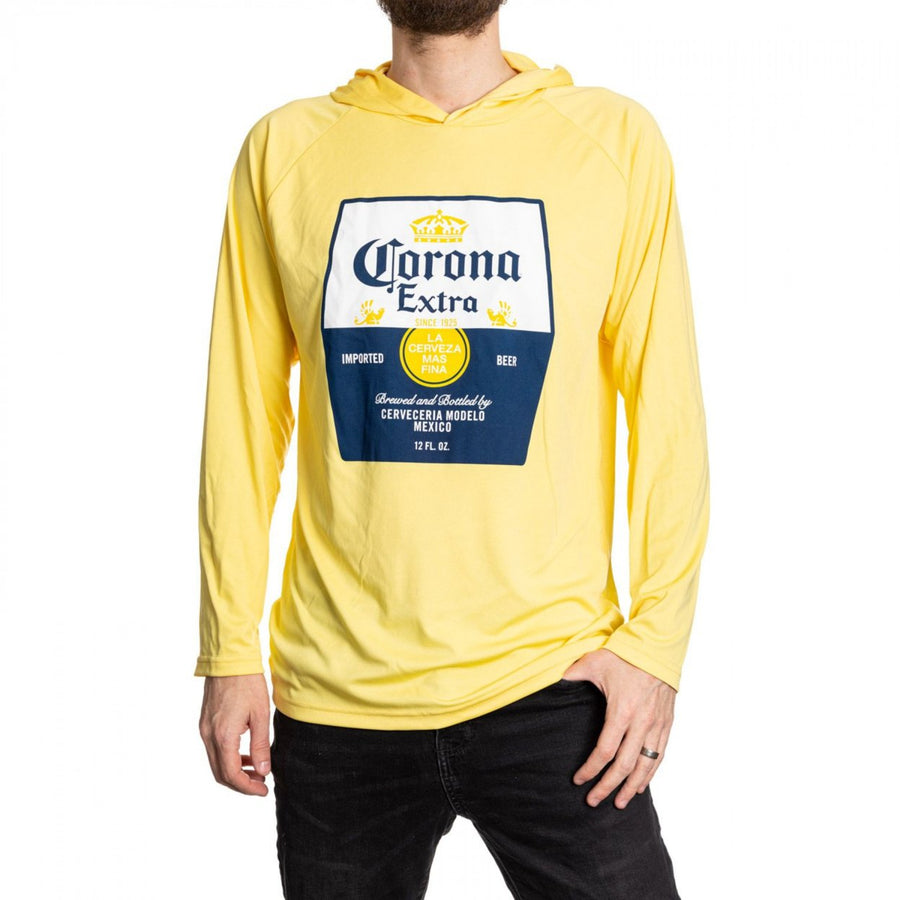 Corona Extra Label Yellow Colorway Long Sleeved Hooded T-Shirt Image 1