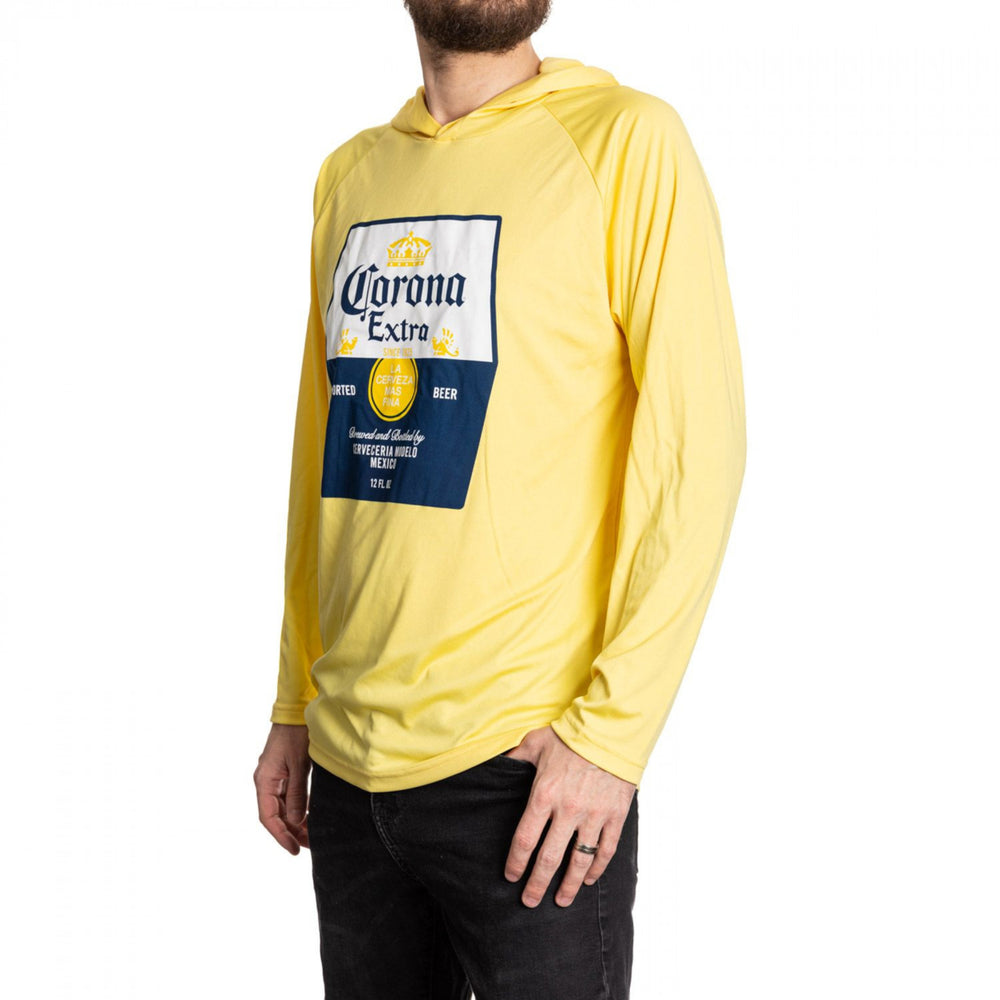 Corona Extra Label Yellow Colorway Long Sleeved Hooded T-Shirt Image 2