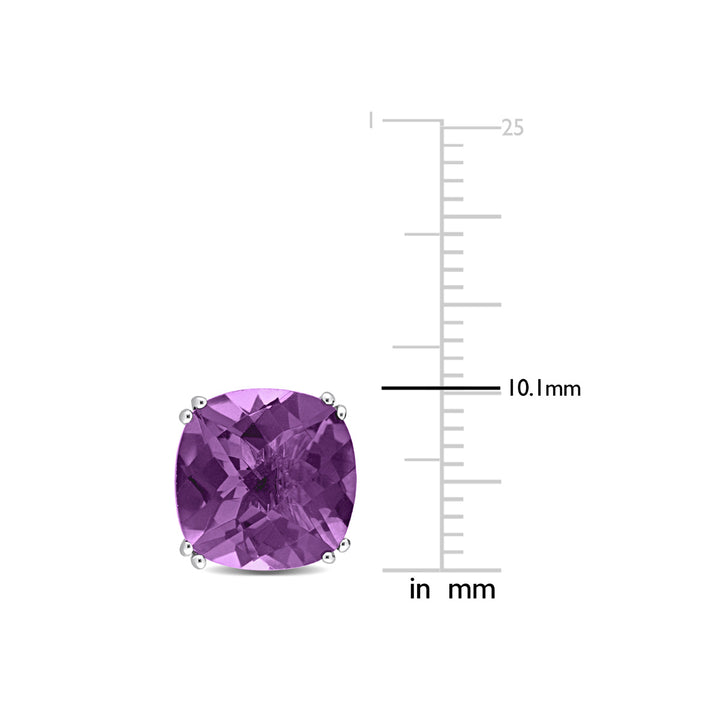 7.00 Carat (ctw) Amethyst Cushion-Cut Solitaire Earrings in 14K White Gold Image 3
