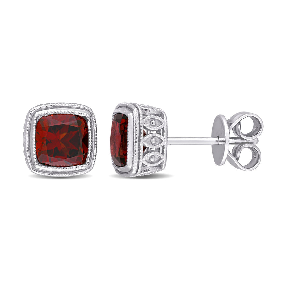 2.50 Carat (ctw) Garnet Solitaire Stud Earrings in Sterling Silver (6mm) Image 1