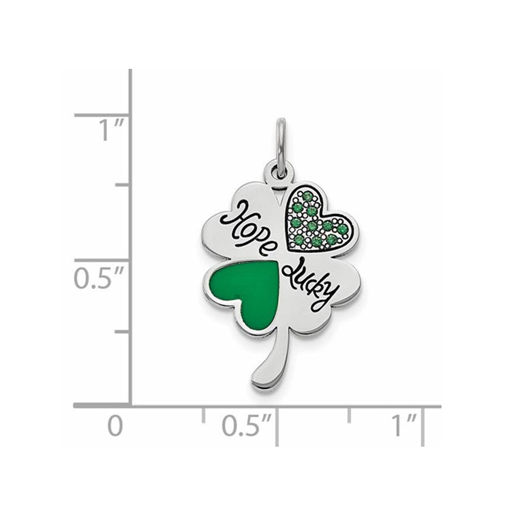 Sterling Silver Clover Lucky Charm Pendant Necklace with Chain Image 2