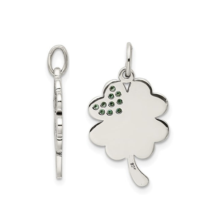 Sterling Silver Clover Lucky Charm Pendant Necklace with Chain Image 3