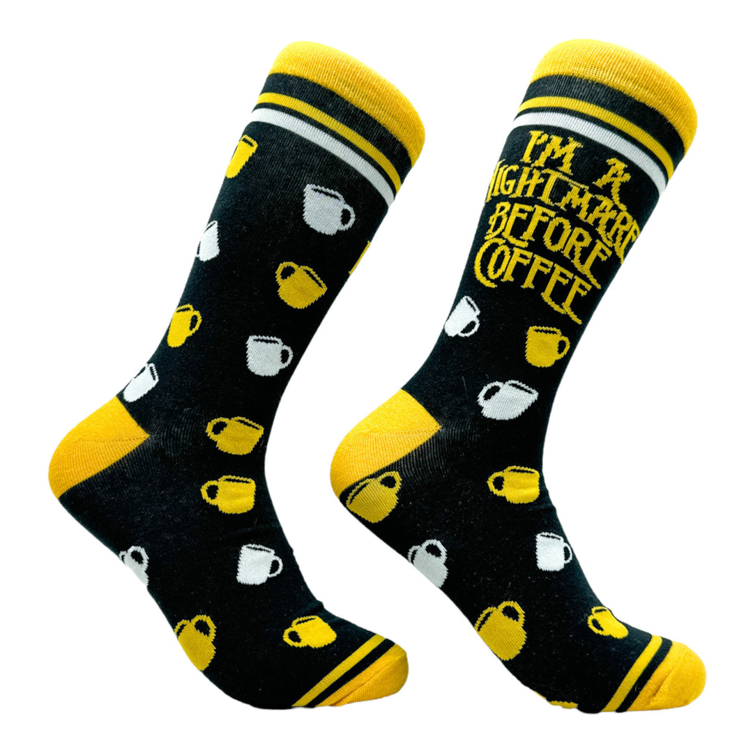 Womens Im A Nightmare Before Coffee Socks Funny Christmas Caffeine Lovers Footwear Image 1