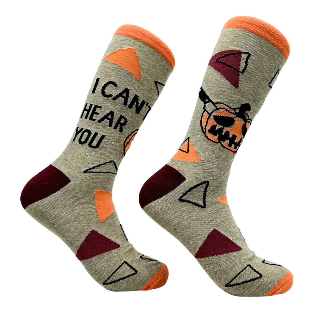 Womens I Cant Hear You Socks Funny Cut Halloween Pumpkin Joke Footwear Image 1