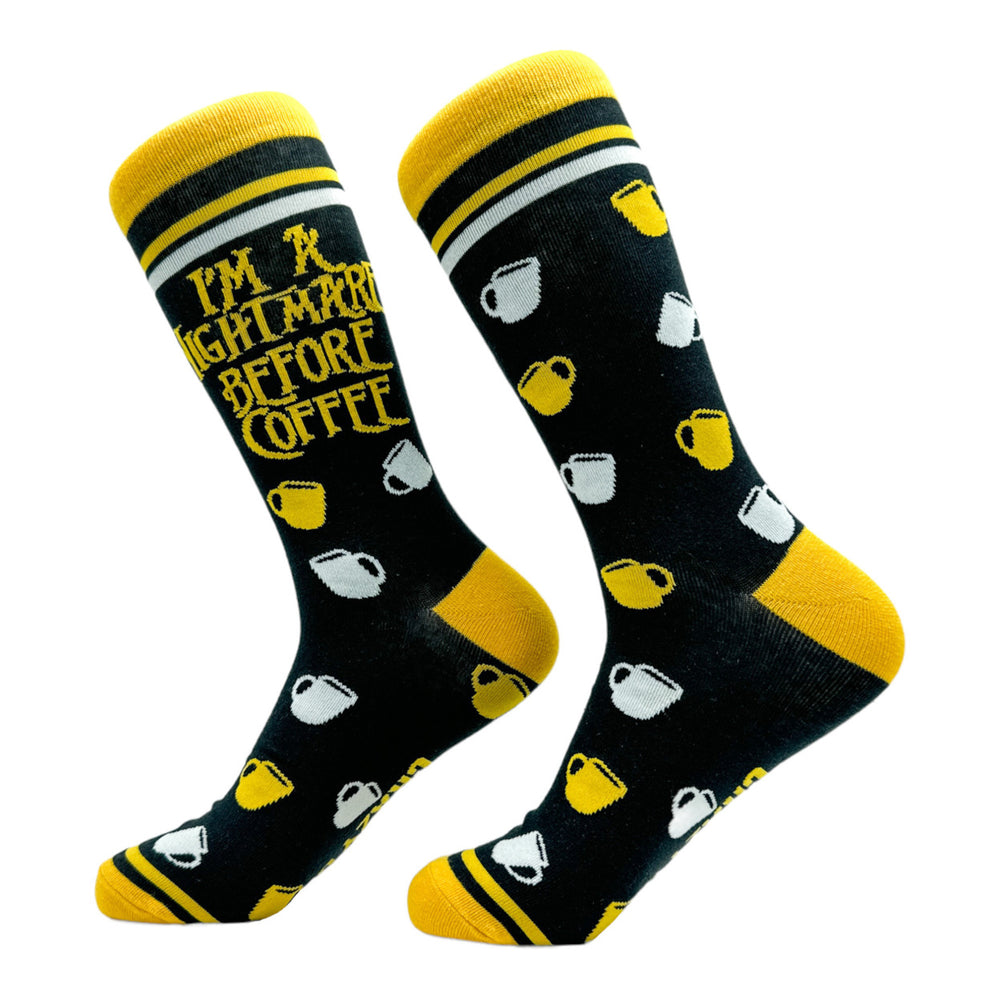 Womens Im A Nightmare Before Coffee Socks Funny Christmas Caffeine Lovers Footwear Image 2