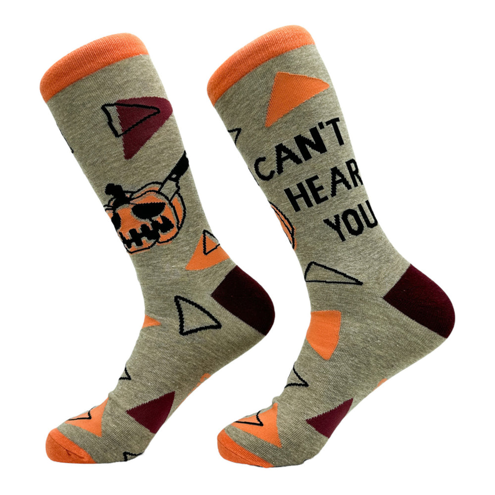 Womens I Cant Hear You Socks Funny Cut Halloween Pumpkin Joke Footwear Image 2